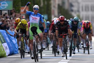 Renewi Tour: Jasper Philipsen wins overall title with hat trick of sprint victories on stage 5