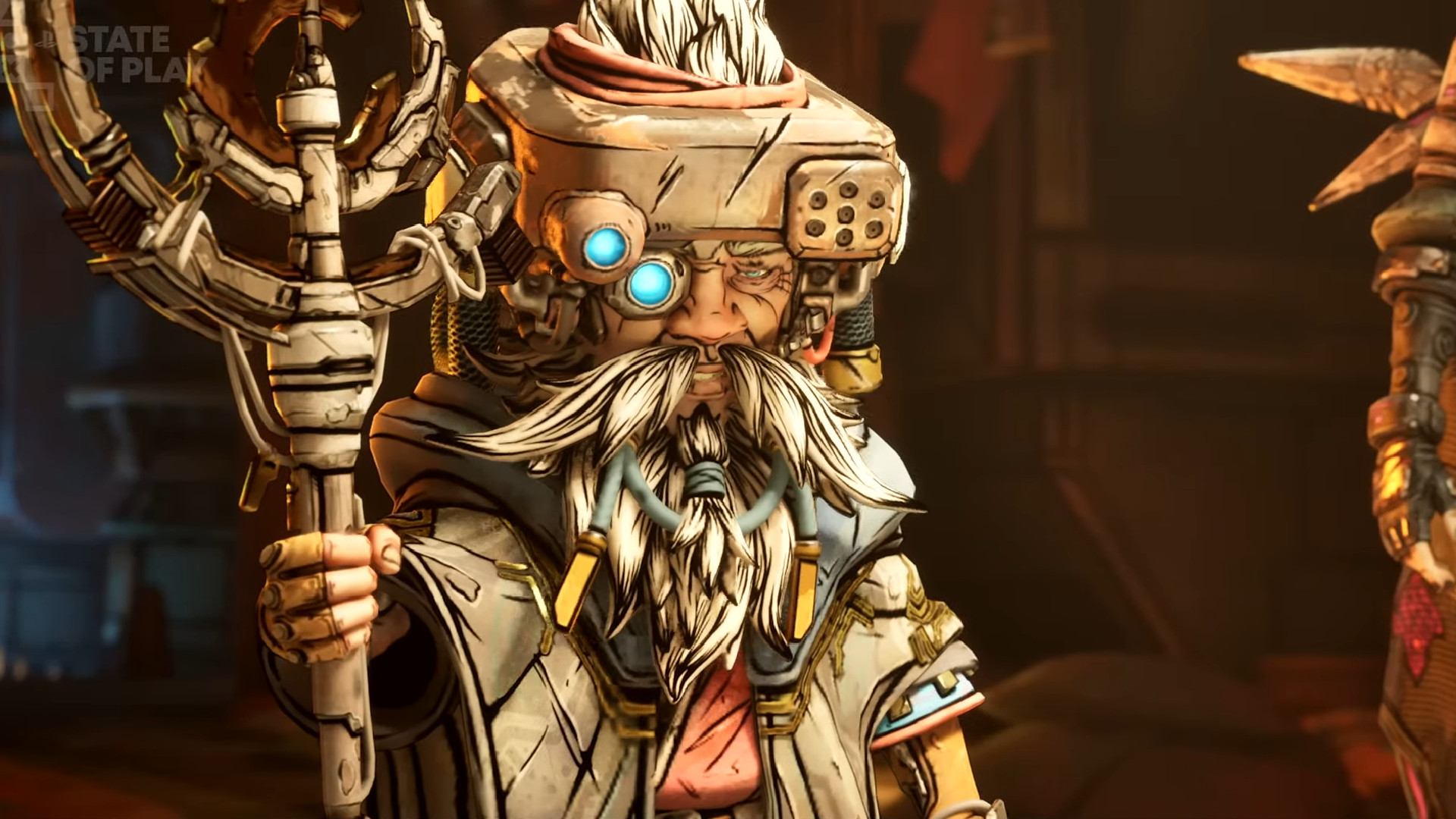 An old man with a staff in Borderlands 4