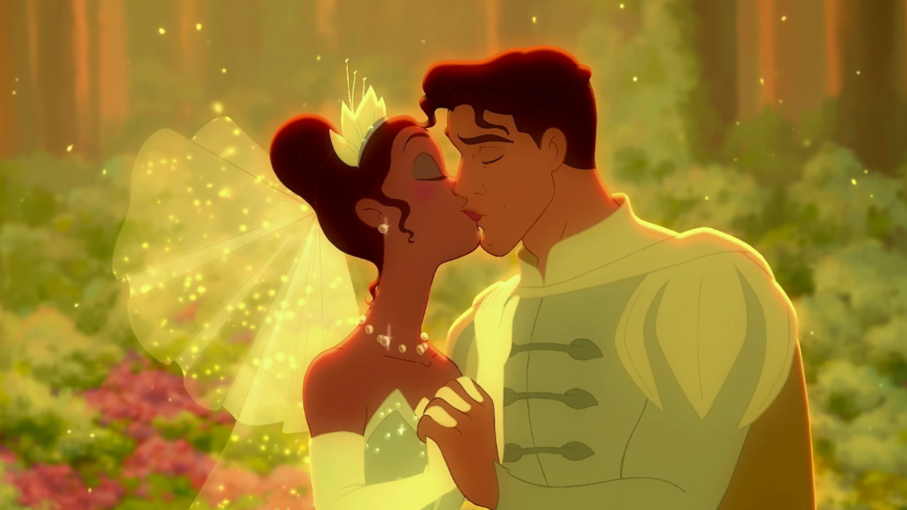 Tiana and Naveen in The Princess and the Frog.