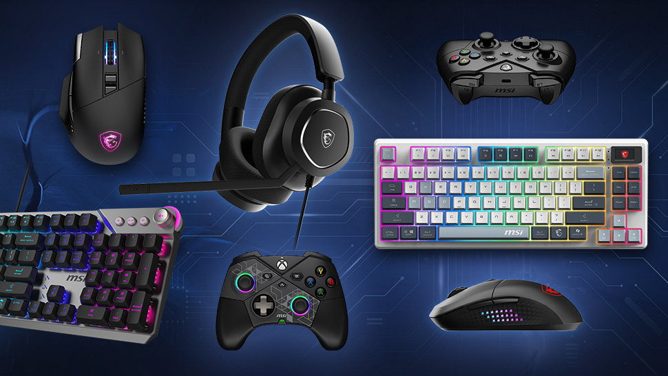 MSI gaming mice, keyboard, controller and headset