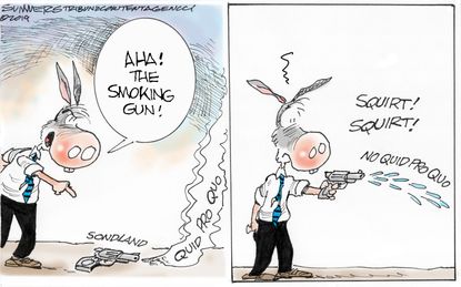 Political Cartoon U.S. Sondland Quid Pro Quo Smoking Gun