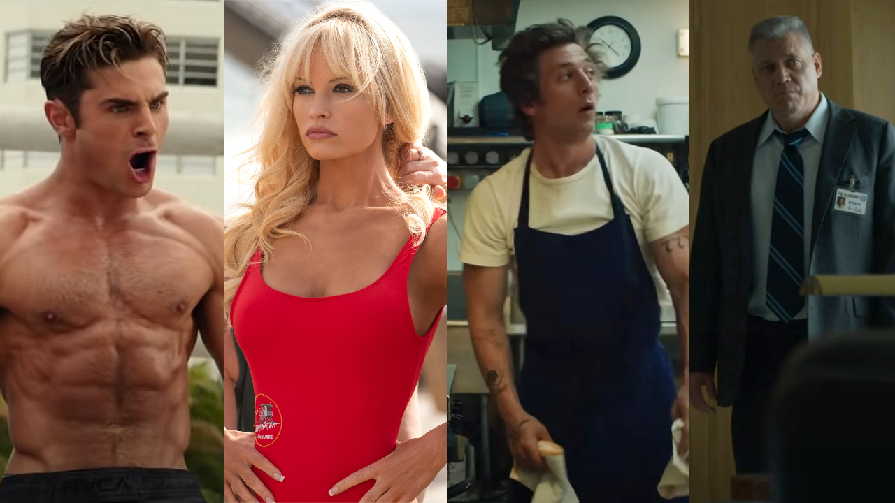 Zac Efron at Baywatch;  Lily James on Pam & Tommy;  Jeremy Allen White on Bear;  Holt McCallany in Mindhunter