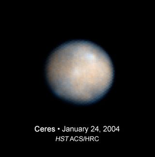 This Hubble Space Telescope image shows Ceres, the most massive object in the asteroid belt, a region between Mars and Jupiter. Hubble images are helping astronomers plan for the Dawn spacecraft's visit to Ceres in 2015.