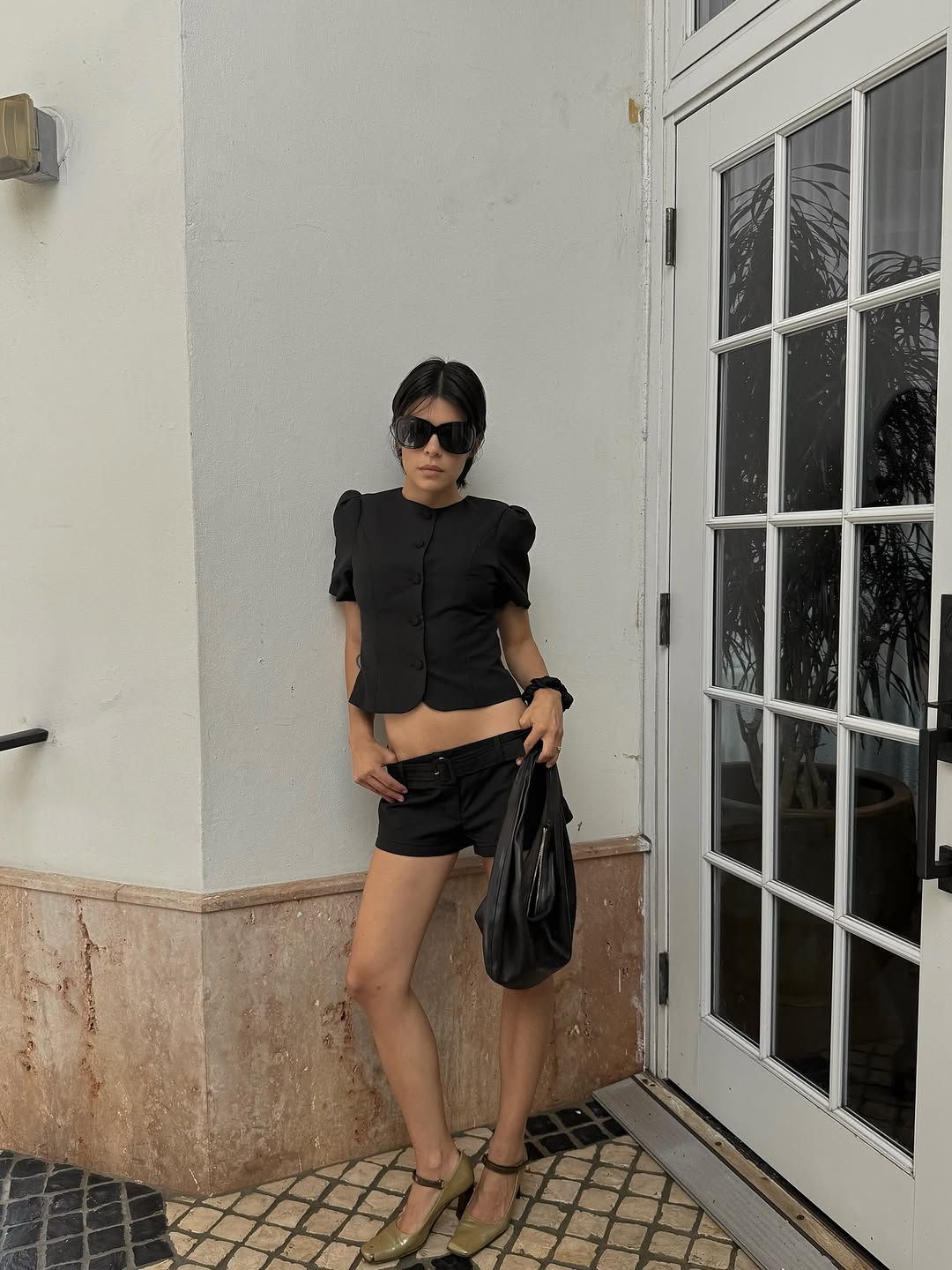 woman wearing fall micro shorts outfit 2025