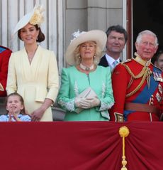 Queen Elizabeth and members of the Royal Family standing on the Buckingham Palace balcony at Trooping the Colour 2019