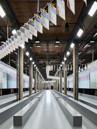 A photo of the Miu Miu SS25 show space in Paris.