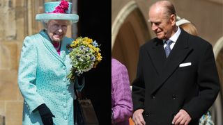 Queen Elizabeth at the Easter Service in 2019 and Prince Philip attends a service in 2019