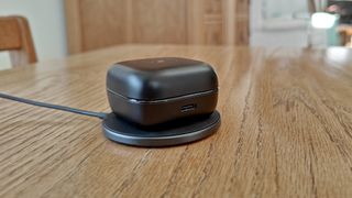 Sennheiser Accentum True Wireless Earbuds being charged