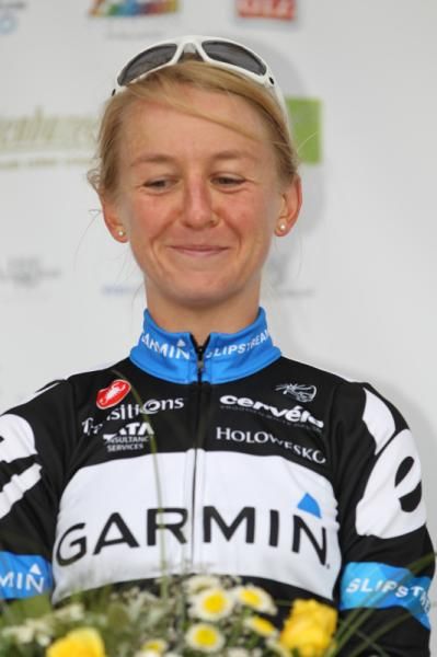 A smile from the stage winner during the British National anthem