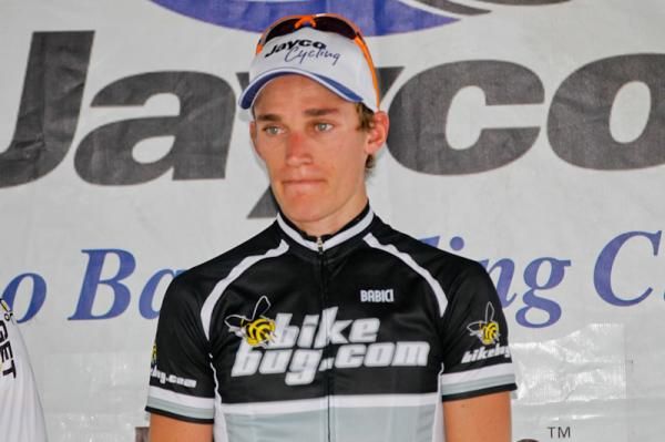Anthony Giacoppo looked tired on the podium after two hot days of racing.