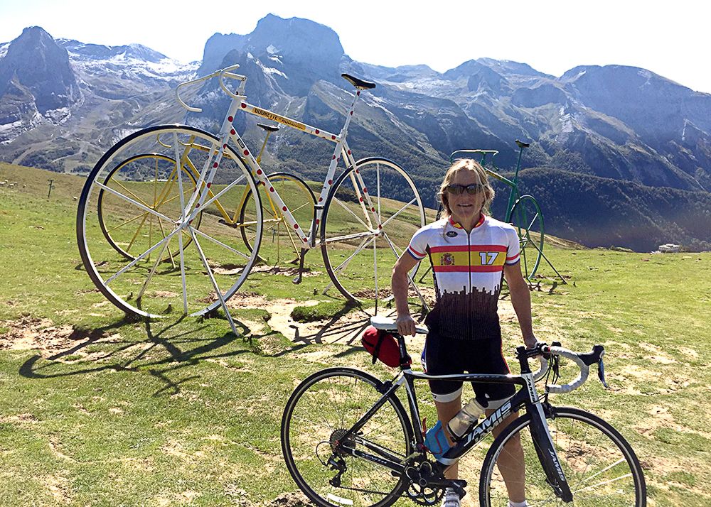 Marianne Martin riding in the Pyrenees