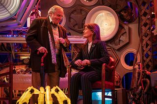 Sylvester McCoy on Sophie Aldred on the set of Tales of the TARDIS