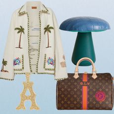 Mother's Day Gift Guide Product Collage including cups, bikini, jacket, duffel, purse