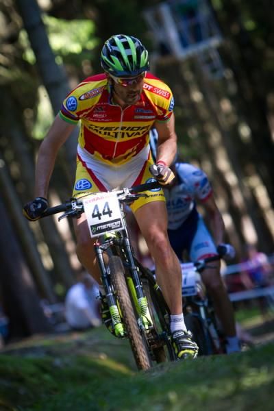 Jose Antonio Hermida (Multivan Merida) races in the cross country stage.