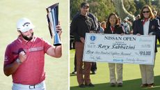 Jon Rahm and Rory Sabbatini celebrate after their Riviera Country Club wins