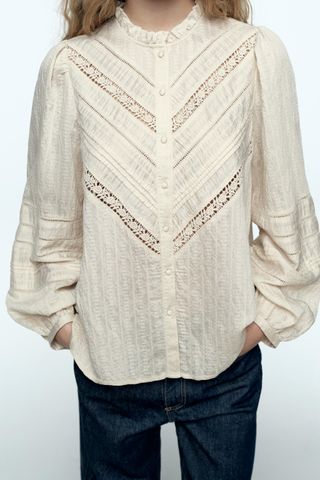 Romantic Shirt With Lace Trim