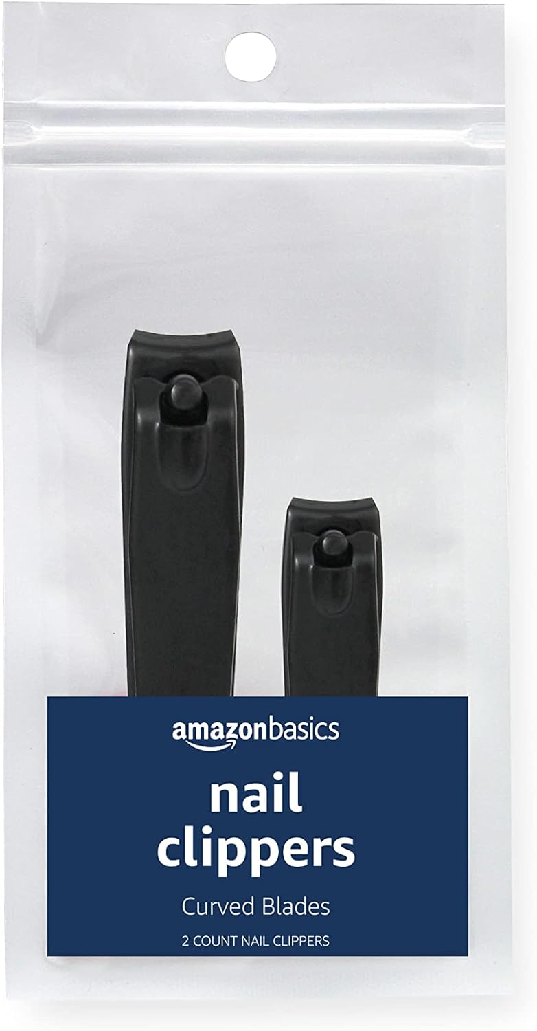 Amazon Basics Toenail Clipper and Fingernail Clipper Set, Black