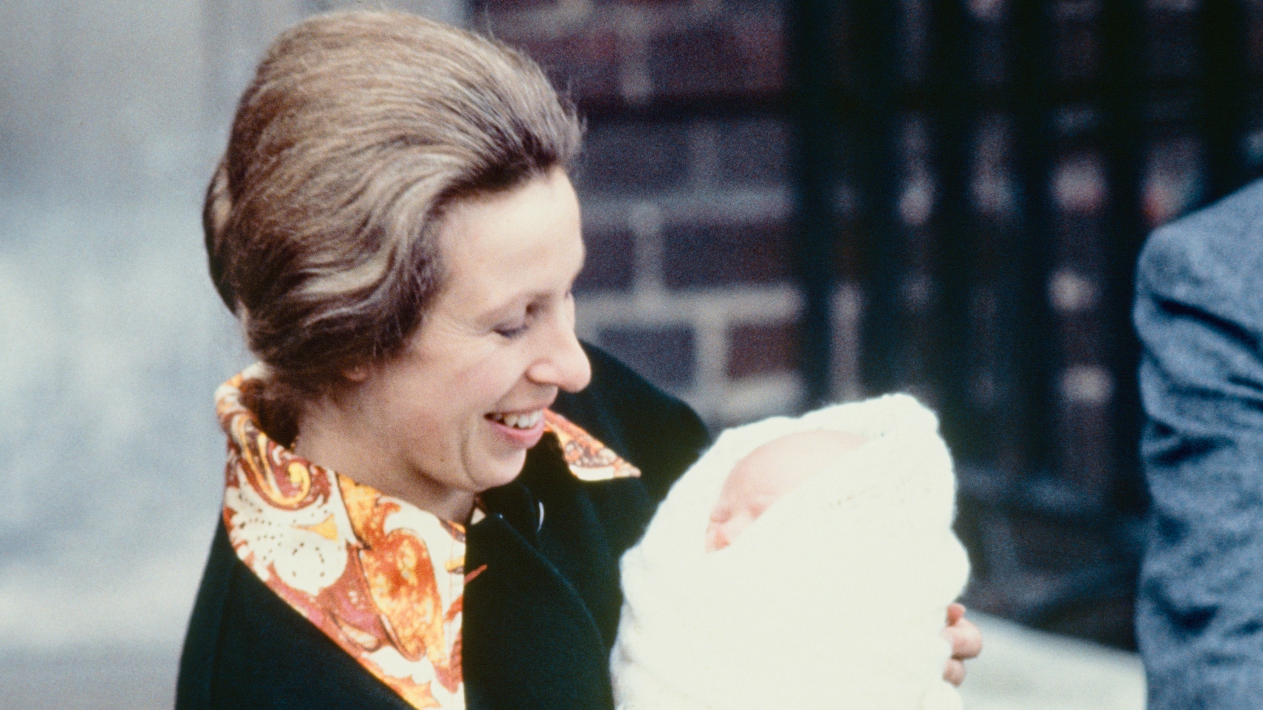 Princess Anne leaves St Mary's Hospital, Paddington, with her three day-old baby daughter, Zara Phillips, London, 18th May 1981