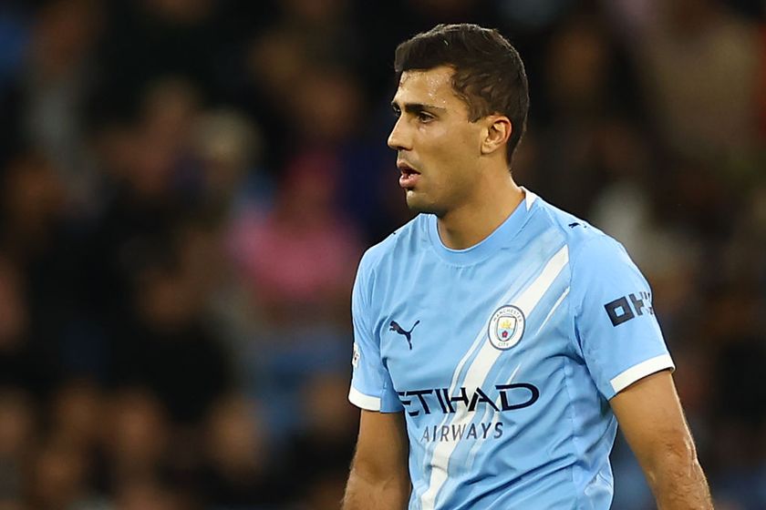 Rodrigo Hernandez Cascante of Manchester City looks on during the UEFA Champions League 2025/26 League Phase MD1 match between Manchester City and SSC Napoli at Etihad Stadium in Manchester, England, on September 18, 2025. (Photo by Ciro De Luca/NurPhoto via Getty Images)