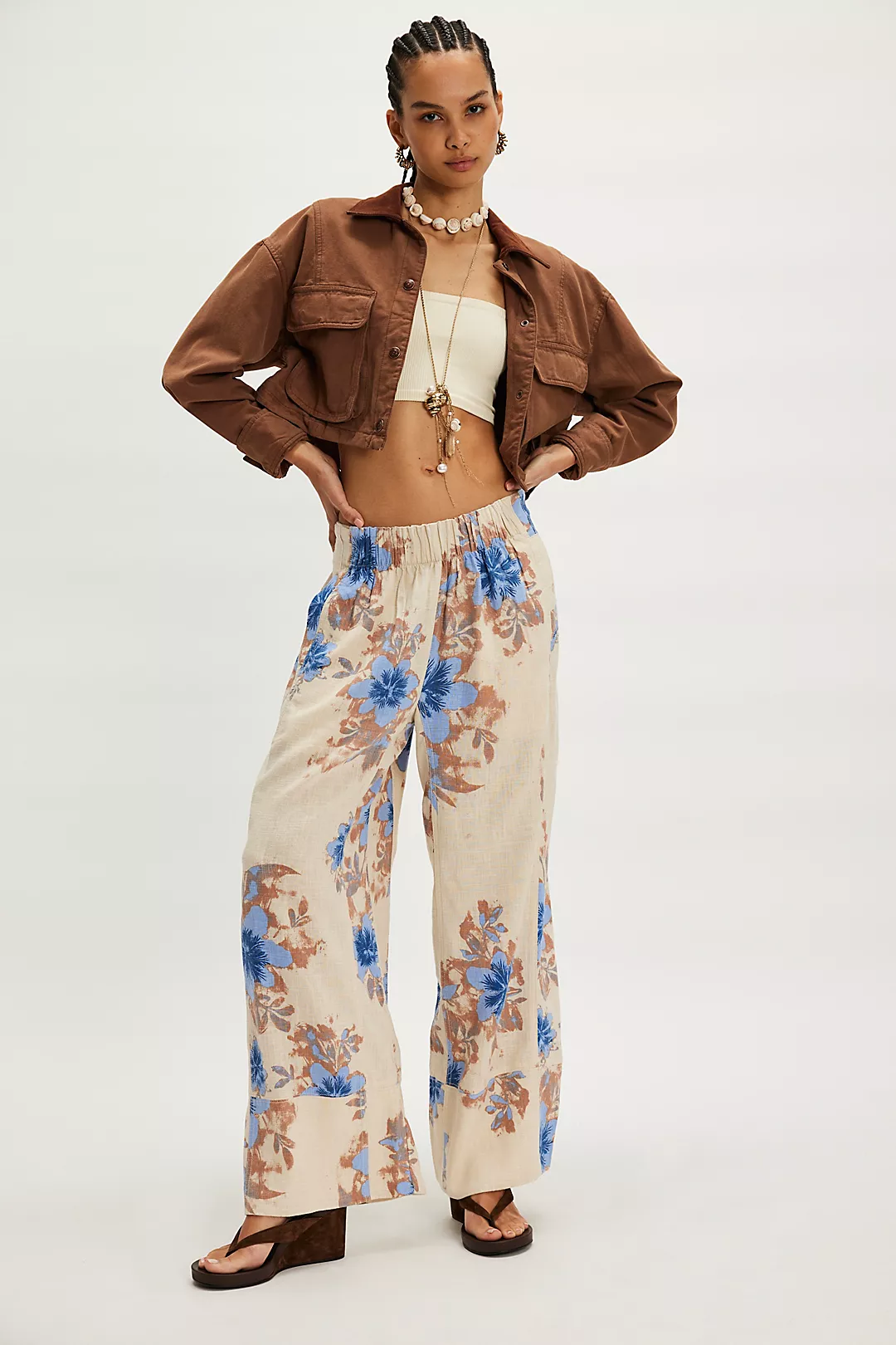 End of Day Linen Printed Pull-On Pant