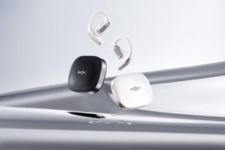 Shokz OpenFit Pro wireless earbuds in white and black