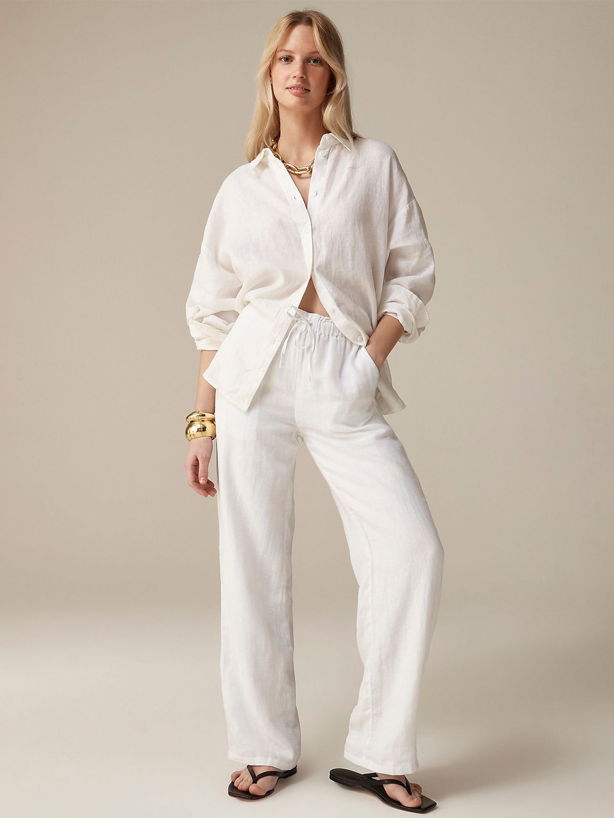 Soleil Pant in Striped Linen