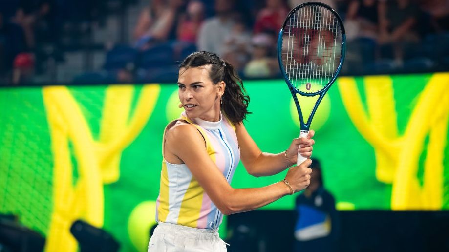 Ajla Tomljanovic of Australia during the Kids Day Arena Show ahead of the 2025 Australian Open at Melbourne Park on January 11, 2025 in Melbourne, Australia.