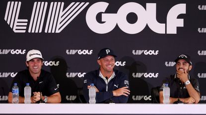 Matthew Wolff, Bryson DeChambeau and Abraham Ancer speak to the media before the Portland LIV Golf Invitational Series event