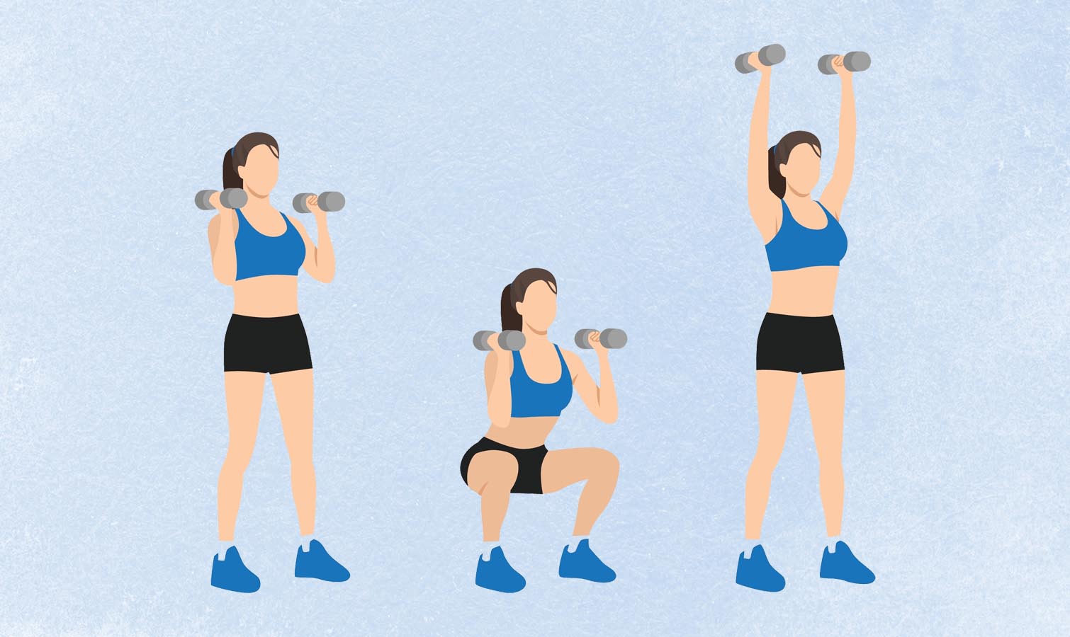 an illo of a woman doing a thruster