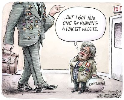 Political Cartoon U.S. Trump Steve Bannon White House Controversy