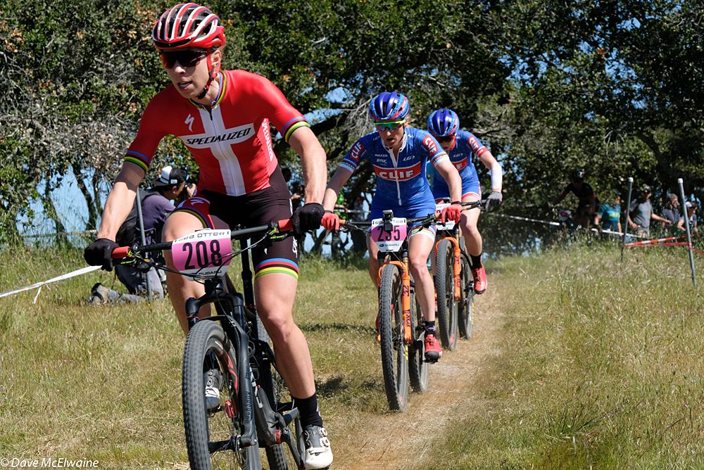 Annika Langvad (Specialized) was quite attentive to all the moves at the front