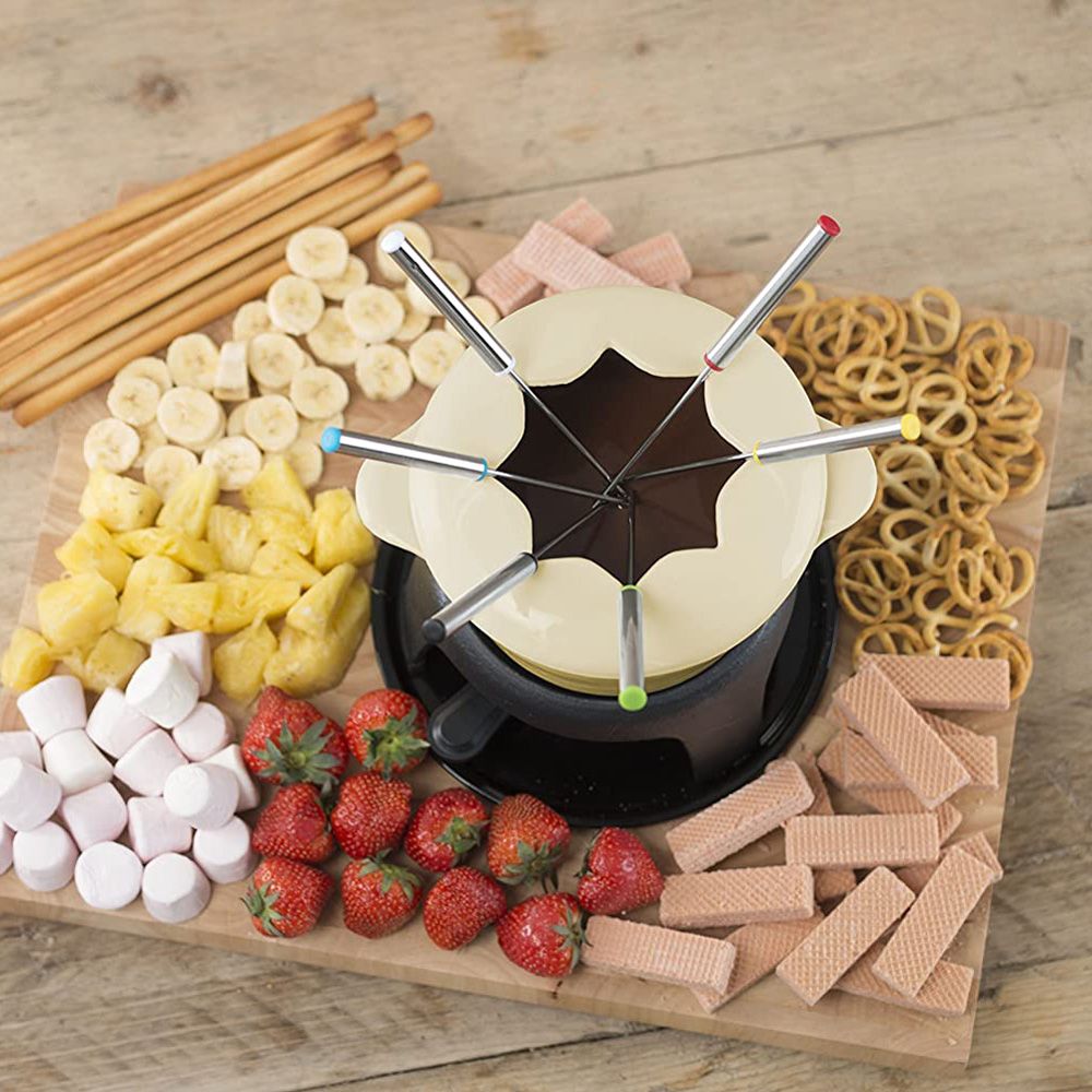 masterclass cast iron meat cheese chocolate <b>fondue</b> set.