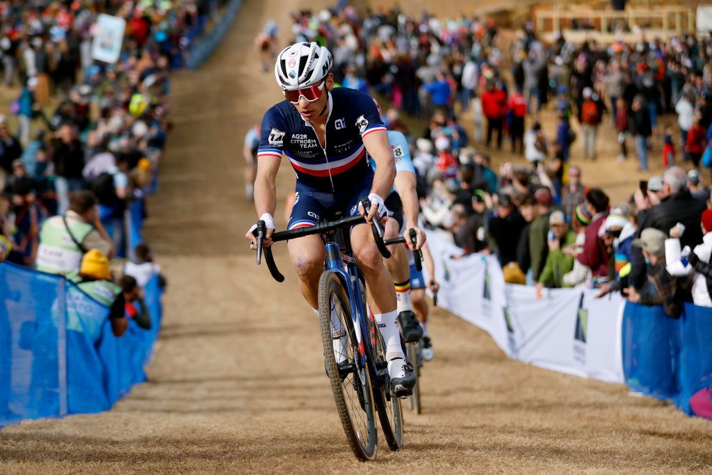 FAYETTEVILLE ARKANSAS JANUARY 30 Clement Venturini of France competes during the 73rd UCI CycloCross World Championships Fayetteville 2022 Mens Elite Fayetteville2022 on January 30 2022 in Fayetteville Arkansas Photo by Chris GraythenGetty Images