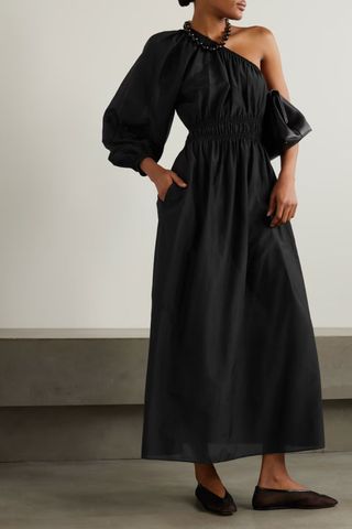 Matteau, one-shoulder organic cotton and silk-blend midi dress