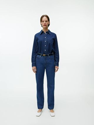 Poplar Mid Relaxed Jeans - Mid Blue - Arket