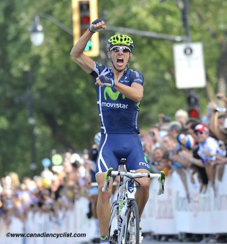Rui Costa (Movistar) celebrates his victory in the GP Montreal