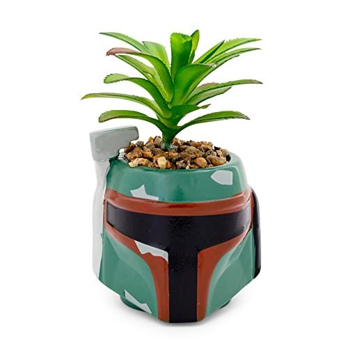 Boba Fett Planter With Artificial Plant