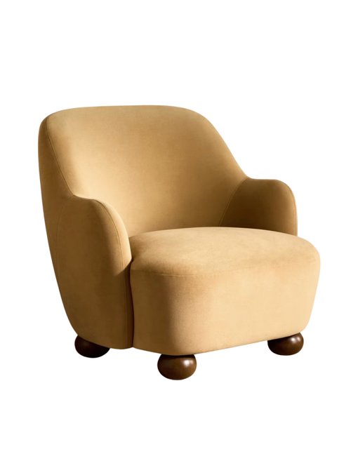 Ellio Accent Chair in Soft Caramel Brown Velvet