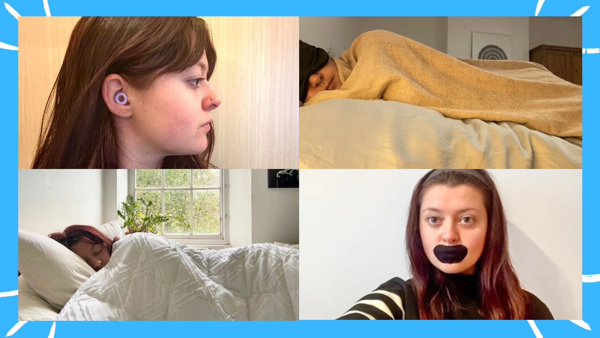 Tom's Guide Sleep Features Editor Lauren Jeffries trying out several different methods to fall asleep quickly at night, from mouthtaping to weighted eye masks and guided sleep meditations