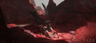 Dune Awakening concept art; rocky red planet