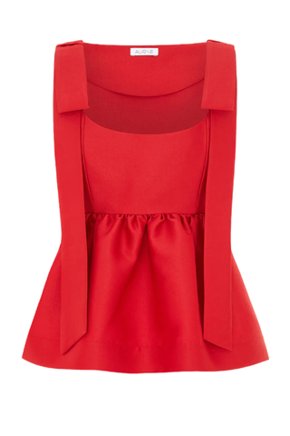 Alina Bow Peplum Satin Top