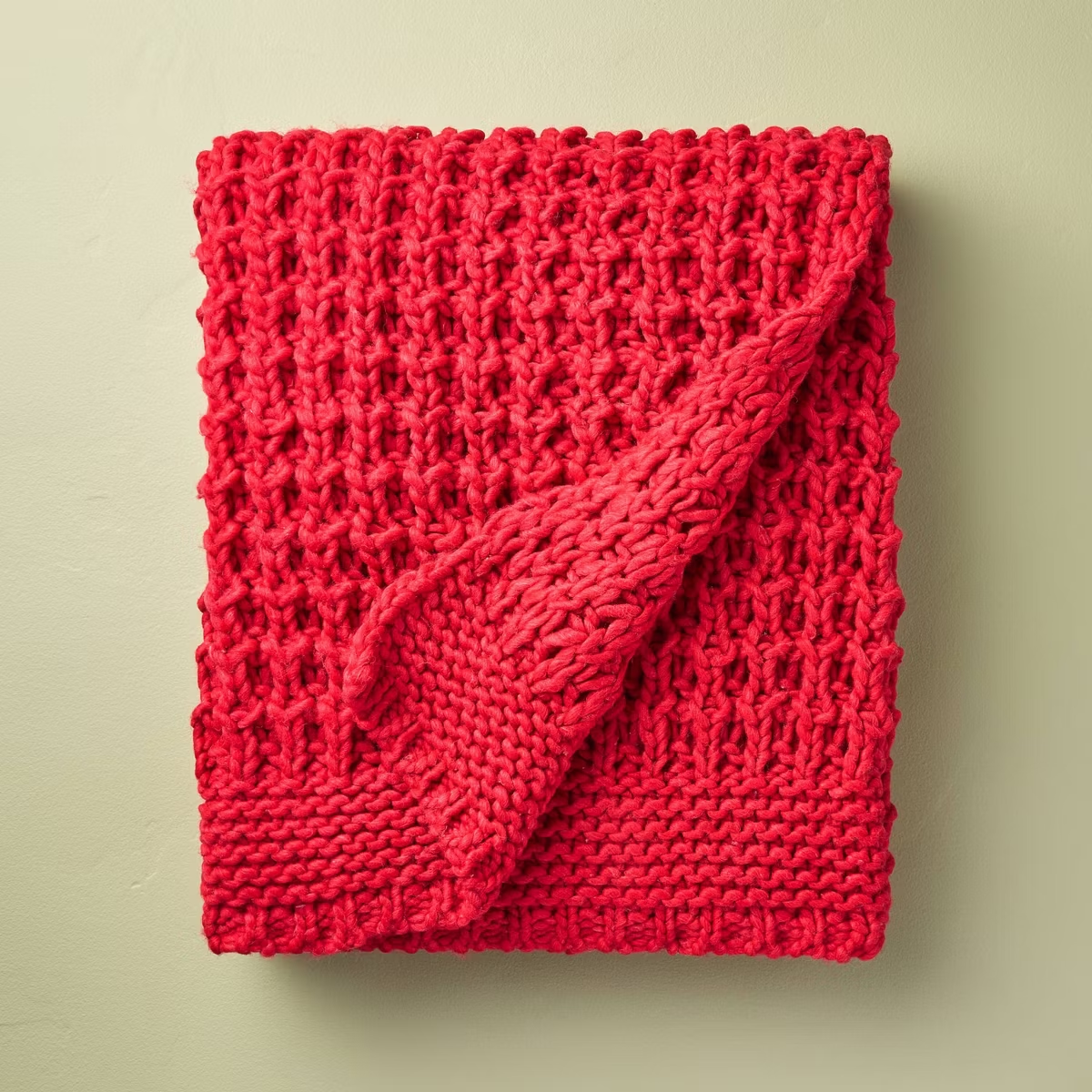 Hearth &amp;amp; Hand&amp;trade; with Magnolia, Cable Knit Throw Blanket Red 