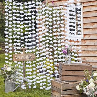 Ginger Ray White Faux Flower Wedding Day Photobooth Backdrop Wall Decoration Rustic Country
