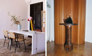 Villa Lena Memphis lamp and table and Sophie Buhai bag and table