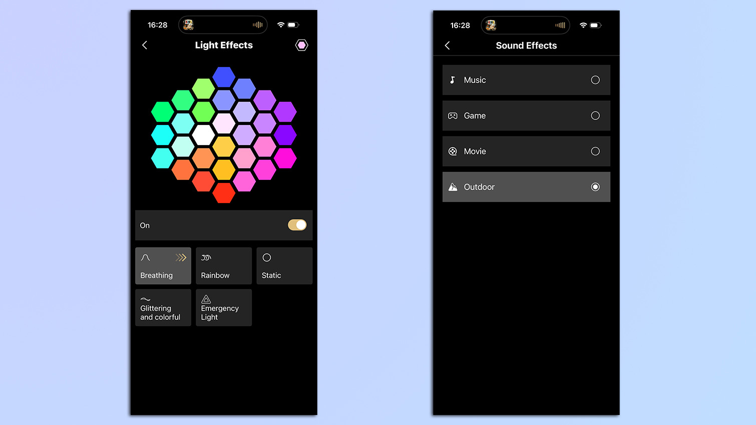 Screenshots take using the Edifier Connex app showing the settings for the Edifier ES20