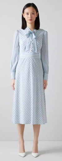 Marcellin Blue and Cream Stripe Silk Dress | $278/£214 | LK Bennett&nbsp;