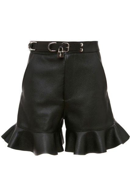JW Anderson padlock-strap ruffled leather shorts