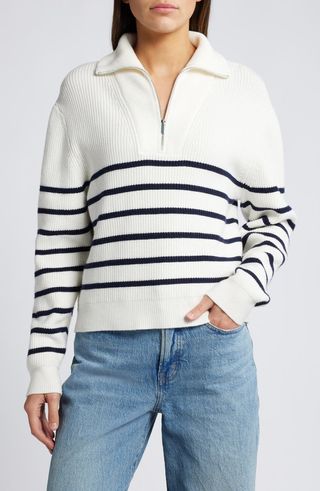 Rizoni Stripe Half Zip Sweater