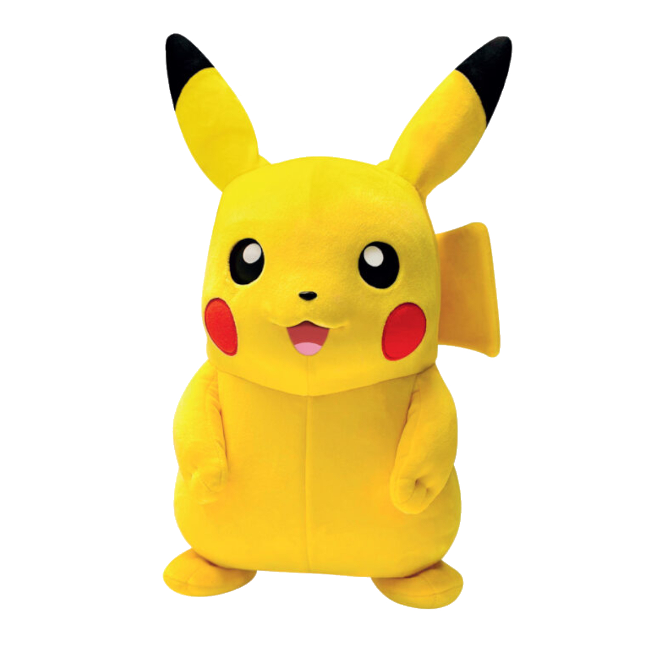 A plush Pikachu on a plain background
