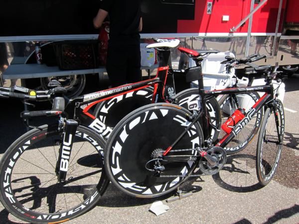 BMC ran a mix of full-blown time trial and hybrid road-time trial setups for the stage 3 time trial up Vail Pass.